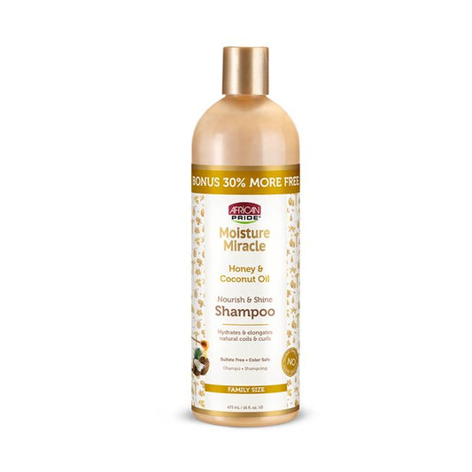 African Pride Moisture Miracle Shine Enhancing Nourishing Daily Shampoo with Coconut Oil & Honey,